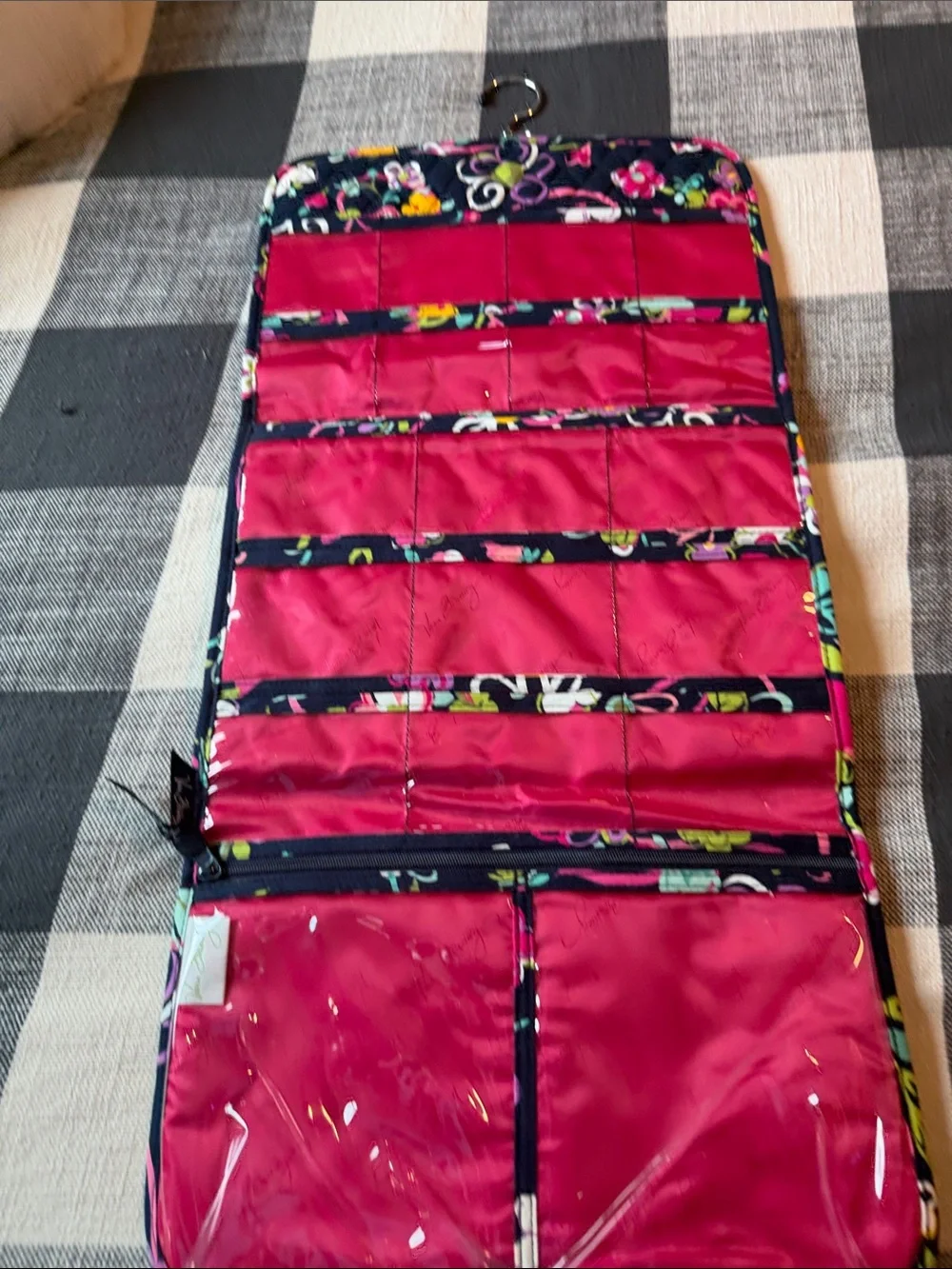 Vera Bradley Navy Floral Quilted Hanging jewelry Organizer